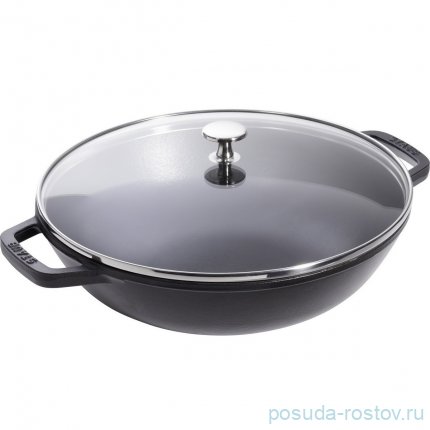 Вок 30 см со стеклянной крышкой 4,4 л чёрный &quot;Staub Specials&quot; / 258020
