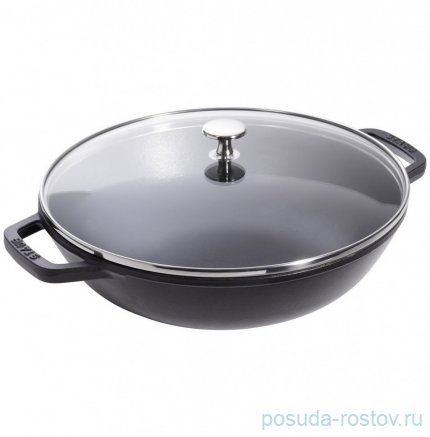 Вок 30 см со стеклянной крышкой 4,4 л чёрный &quot;Staub Specials&quot; / 258020