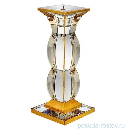 Подсвечник 19,5 см &quot;Gard /С золотом&quot; хрусталь Йиглава / 097432