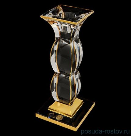 Подсвечник 19,5 см &quot;Gard /С золотом&quot; хрусталь Йиглава / 097432