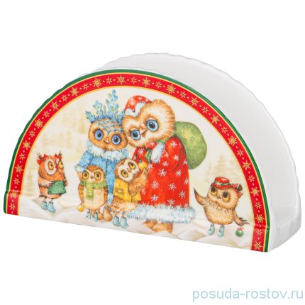 Салфетница 12 см красная &quot;новогодняя сказка /совы&quot; / 225168