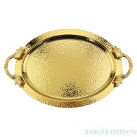 Поднос 50 х 33 см овальный с ручками золотой / 258302