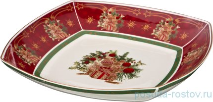 Салатник 33 х 33 х 5 см квадратный красный &quot;Christmas Collection /Подарок&quot; / 192375