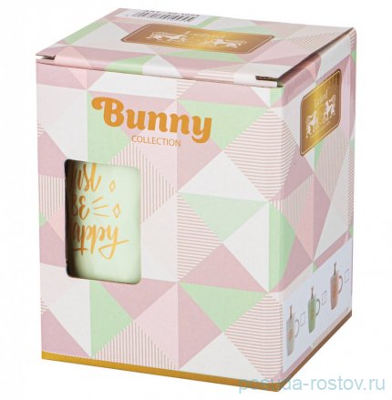 Кружка 390 мл с крышкой и ложкой мятная &quot;Bunny&quot; / 322961