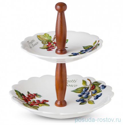 Этажерка 2-х ярусная h-32 см &quot;Artigianato ceramico /Лесные ягоды&quot; (22, 29 см) / 243596