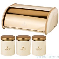 Хлебница 35,5 х 23 х 14,5 см + банки для сыпучих продуктов 10 х 12 см 3 шт &quot;agness /тюдор&quot; / 196337