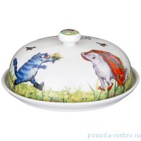 Блюдо для блинов 23 см с крышкой &quot;Синие коты /Русское поле&quot; / 250822