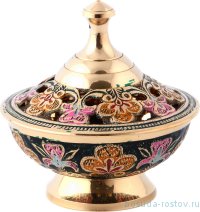 Сахарница 10 х 10 см н/н цветная эмаль /латунь / 195556
