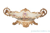 Конфетница на ножках Ладья с ручками н/н &quot;Розовый букет&quot; / 124276