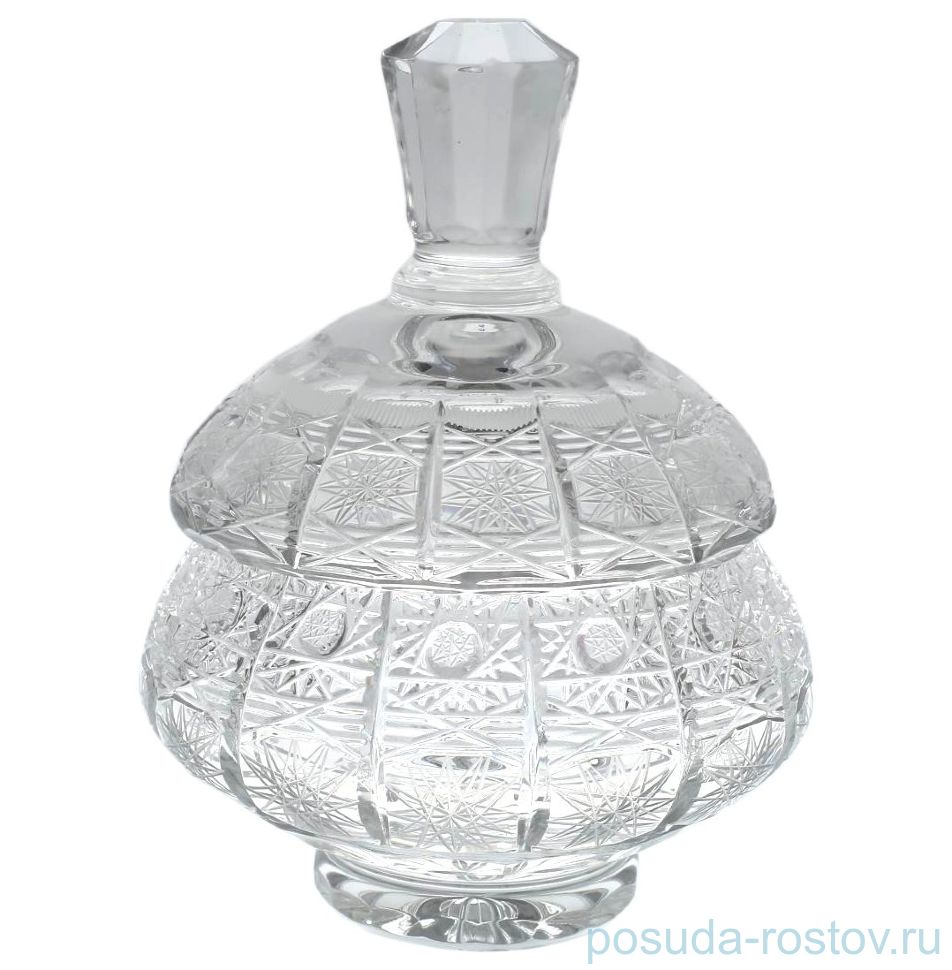Вазочка 12 см с крышкой "Хрусталь резной" / 049185