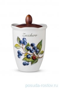 Банка для сыпучих продуктов 19 см с деревянной крышкой Сахар &quot;Artigianato ceramico /Лесные ягоды&quot; / 243555