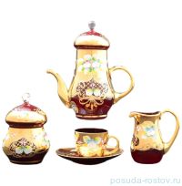Кофейный сервиз мокко на 6 персон 15 предметов &quot;Лепка красная&quot; / 066861