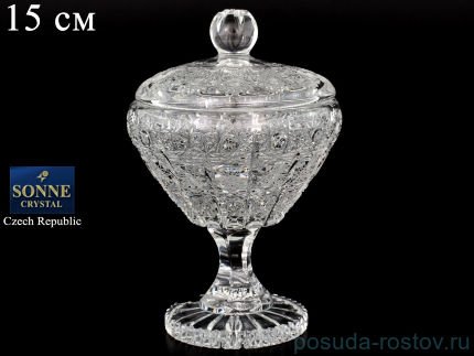 Вазочка 15 см с крышкой н/н &quot;S.Crystal /Хрусталь резной&quot; / 083828