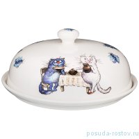 Блюдо для блинов 23 см с крышкой &quot;Синие коты /Любовь моя&quot; / 254666