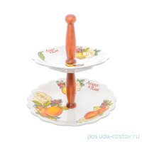Этажерка 2-х ярусная h-32 см &quot;Artigianato ceramico /Апельсин и роза&quot; (22, 29 см) / 228481
