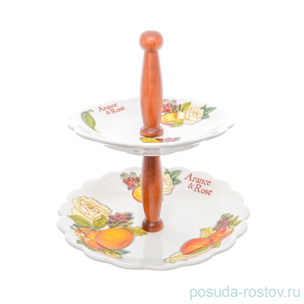 Этажерка 2-х ярусная h-32 см "Artigianato ceramico /Апельсин и роза" (22, 29 см) / 228481