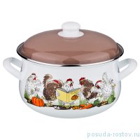 Кастрюля 24 х 14 см с крышкой эмалированная 6 л &quot;Куриный переполох&quot; / 196457