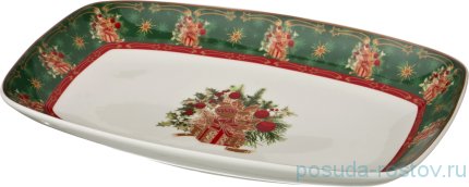 Блюдо 30 х 19 см прямоугольное зелёное &quot;Christmas Collection /Подарок&quot; / 192376