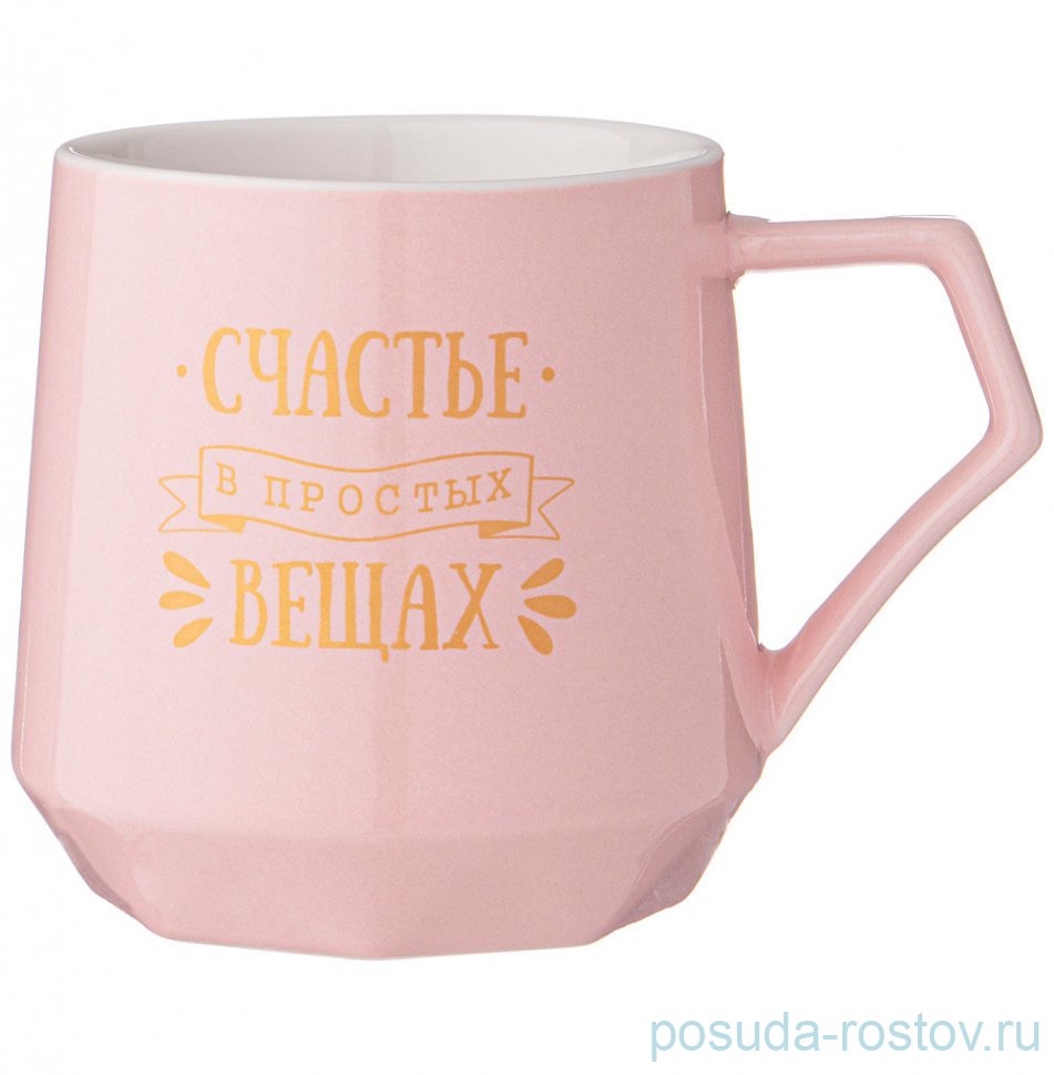 Кружка 310 мл пудровая "Coffemania /Счастье в простых вещах" / 322944