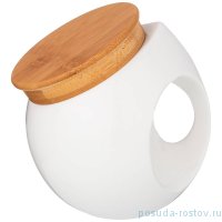 Банка для сыпучих продуктов 850 мл с бамбуковой крышкой (14 х 14 х 14 см) боковая / 214293