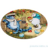 Блюдо 32 х 3 см вращающееся круглое &quot;Синие коты&quot; / 224881