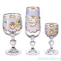 Набор бокалов 18 предметов (50, 190, 180 мл) &quot;Клаудия /Лепка васильковая&quot; AS Crystal / 210278