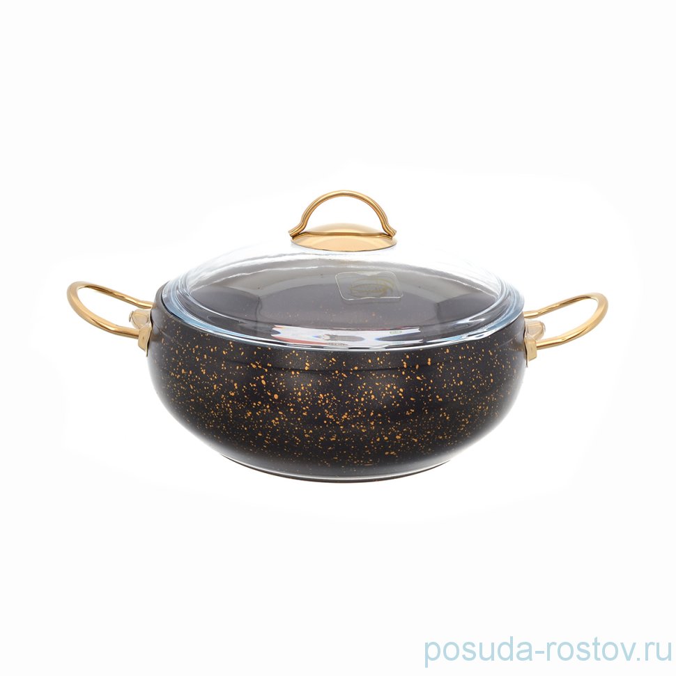 Кастрюля 24 см с крышкой антипригарное покрытие чёрная "Leydi /Repast" / 236538