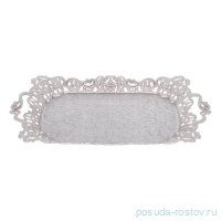 Поднос 35 см прямоугольный с ручками серебристый / 287697