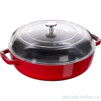 Сотейник 28 см со стеклянной крышкой вишневый &quot;STAUB&quot; / 235413
