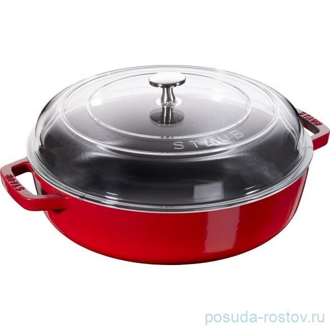 Сотейник 28 см со стеклянной крышкой вишневый "STAUB" / 235413
