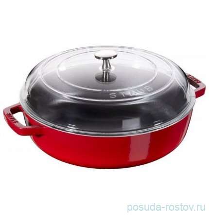 Сотейник 28 см со стеклянной крышкой вишневый &quot;STAUB&quot; / 235413