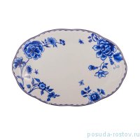 Блюдо 33 см овальное &quot;Аляска /Цветы /2727 /синие&quot; / 163798
