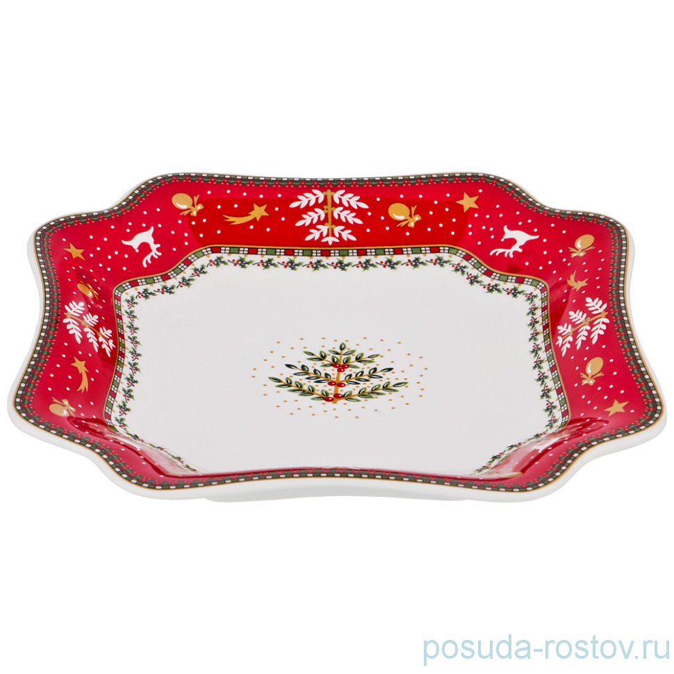 Блюдо 18 х 18 х 2,5 см квадратное "Christmas Collection /Красная" / 192118