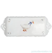 Поднос 40 см прямоугольный с перф. ручками &quot;Корона /Гуси&quot; / 042237