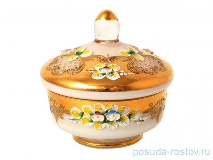 Конфетница 16 см с крышкой &quot;Лепка белая&quot; E-S / 134753