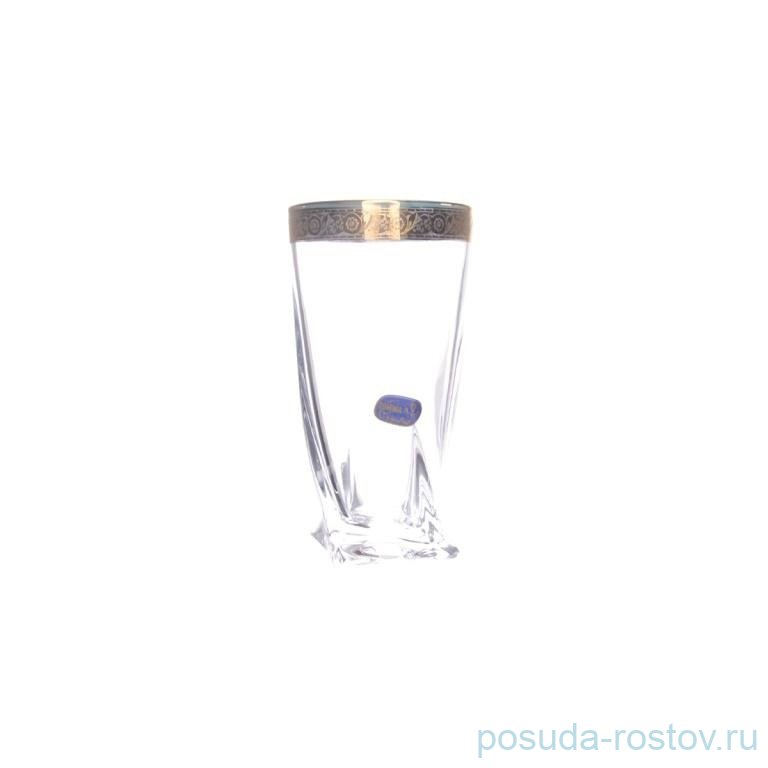 Стаканы для воды 350 мл 6 шт "Квадро /Золотой цветочный кант" V-D / 271137