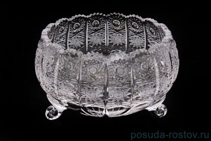 Ваза для конфет 15 см на 3-х ножках &quot;Хрусталь резной /62022&quot; / 121011