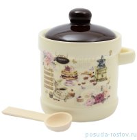 Банка для сыпучих продуктов с ложкой (13 х 11 х 12 см) &quot;Кафе&quot; / 130139