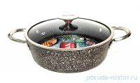 Сотейник 28 х 8 см стеклянная крышка антипригарное покрытие 4 л чёрный &quot;GRANITE SINGLES&quot; / 288925