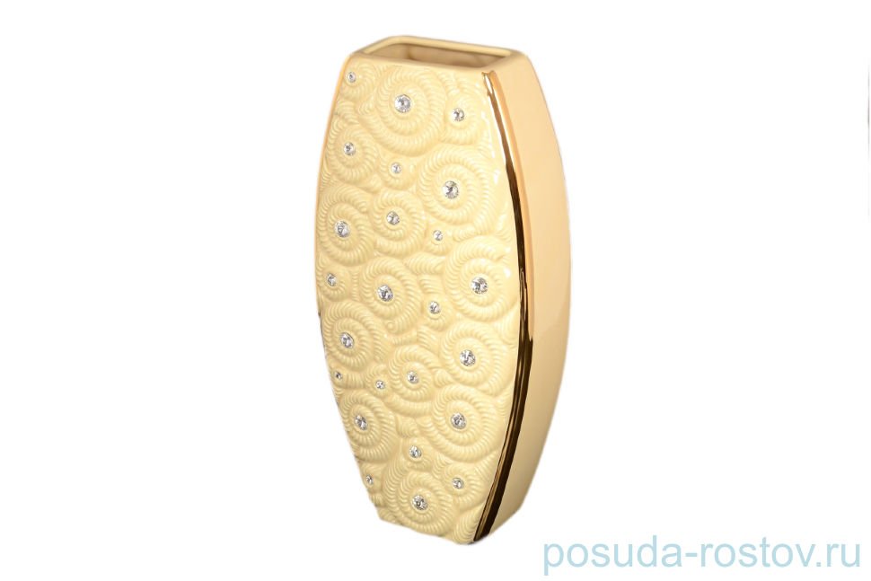 Ваза для цветов 33 см "Fossil /Стразы /Бежевая с золотом /Bruno Costenaro" / 099384