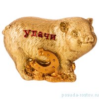 Фигурка 9 х 5 х 5,5 см с пожеланиями золотая &quot;Свинка-Удачи&quot; / 259187