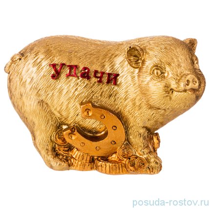 Фигурка 9 х 5 х 5,5 см с пожеланиями золотая &quot;Свинка-Удачи&quot; / 259187