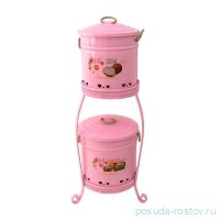 Набор ёмкостей для овощей 28/24 х 85 см 2 яруса розовые &quot;Yildiray Metal Pink&quot; / 258201