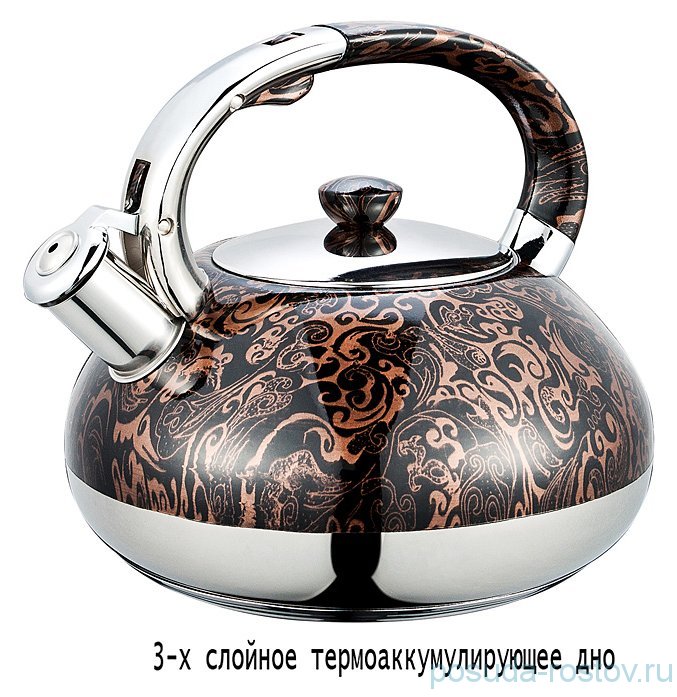 Чайник 3 л со свистком индукционное капсульное дно "agness" / 196306