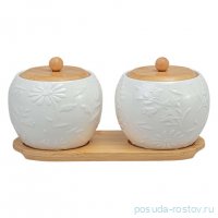Набор банок lefard flowers story с дер. крышкой на дер. подставке 2 шт. 12*11 см 550 мл / 361440