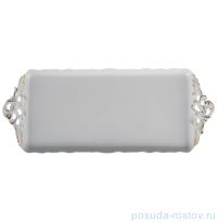 Поднос 40 см прямоугольный перф. &quot;Корона /Золотой узор&quot; / 093956
