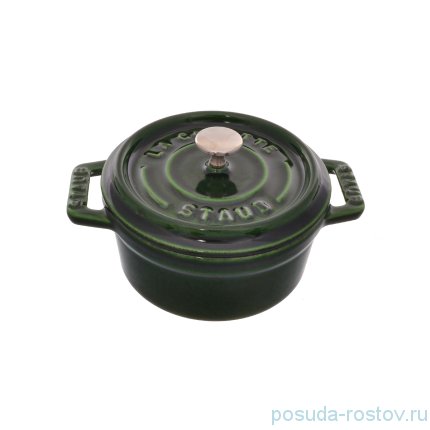 Кокот 10 см с крышкой тёмно-зелёная &quot;STAUB&quot; / 232850