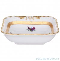 Салатник 13 см квадратный &quot;Аляска /Цветы /Золотая лента&quot; / 313263