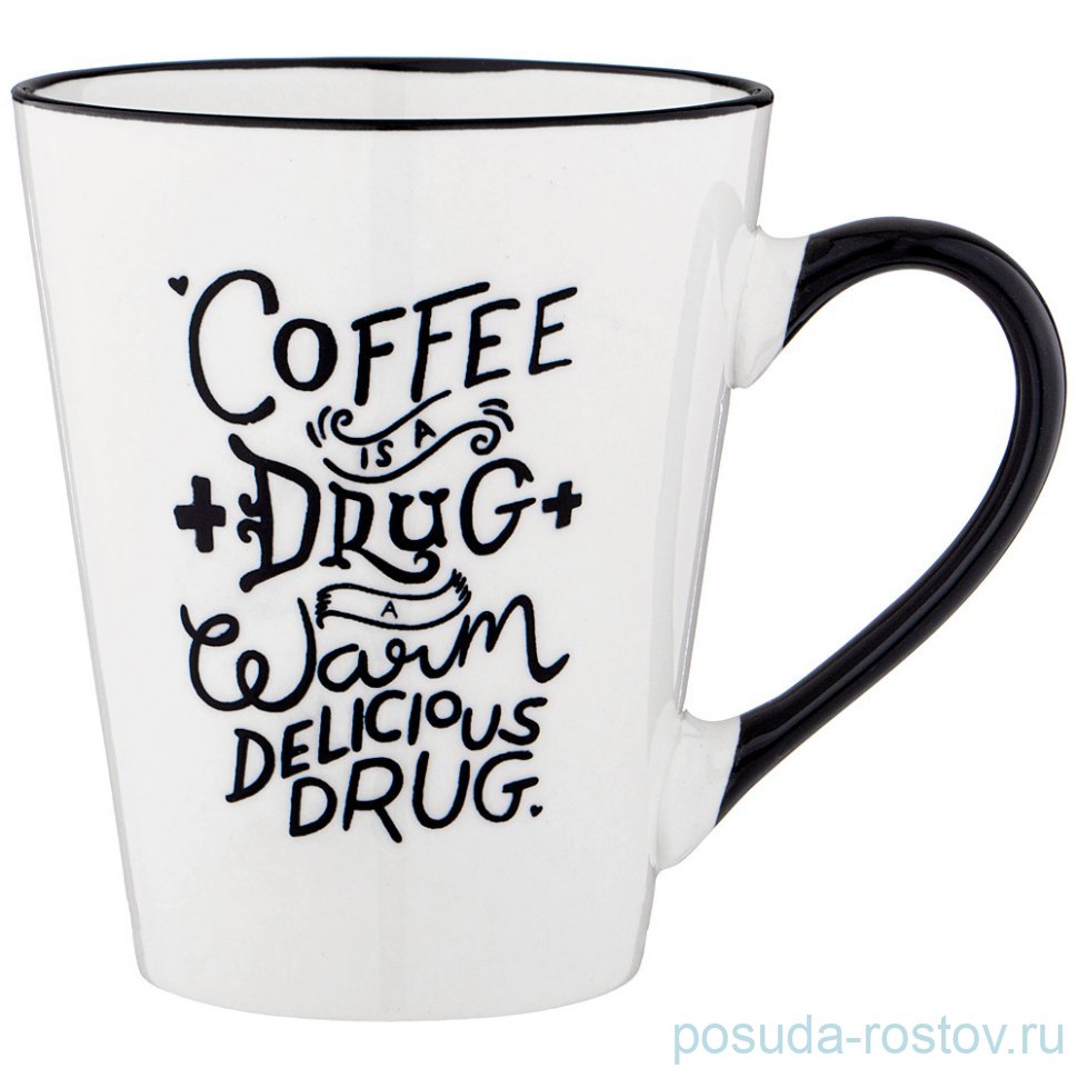 Кружка 400 мл белая с черной ручкой "Coffee is a..." / 330238