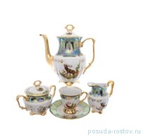 Кофейный сервиз на 6 персон 15 предметов &quot;Мария-Тереза /Охота зелёная&quot; R- L / 254827